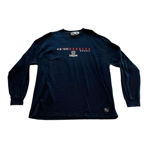 Vtg 2002 New York Rangers Throwback Vintage Long Sleeve CCM Blue XXL NHL - Picture 2 of 8